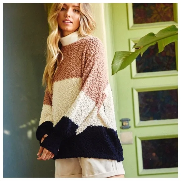 Boho Color block Fall Fabulous Popcorn Sweater - Picture 7 of 7